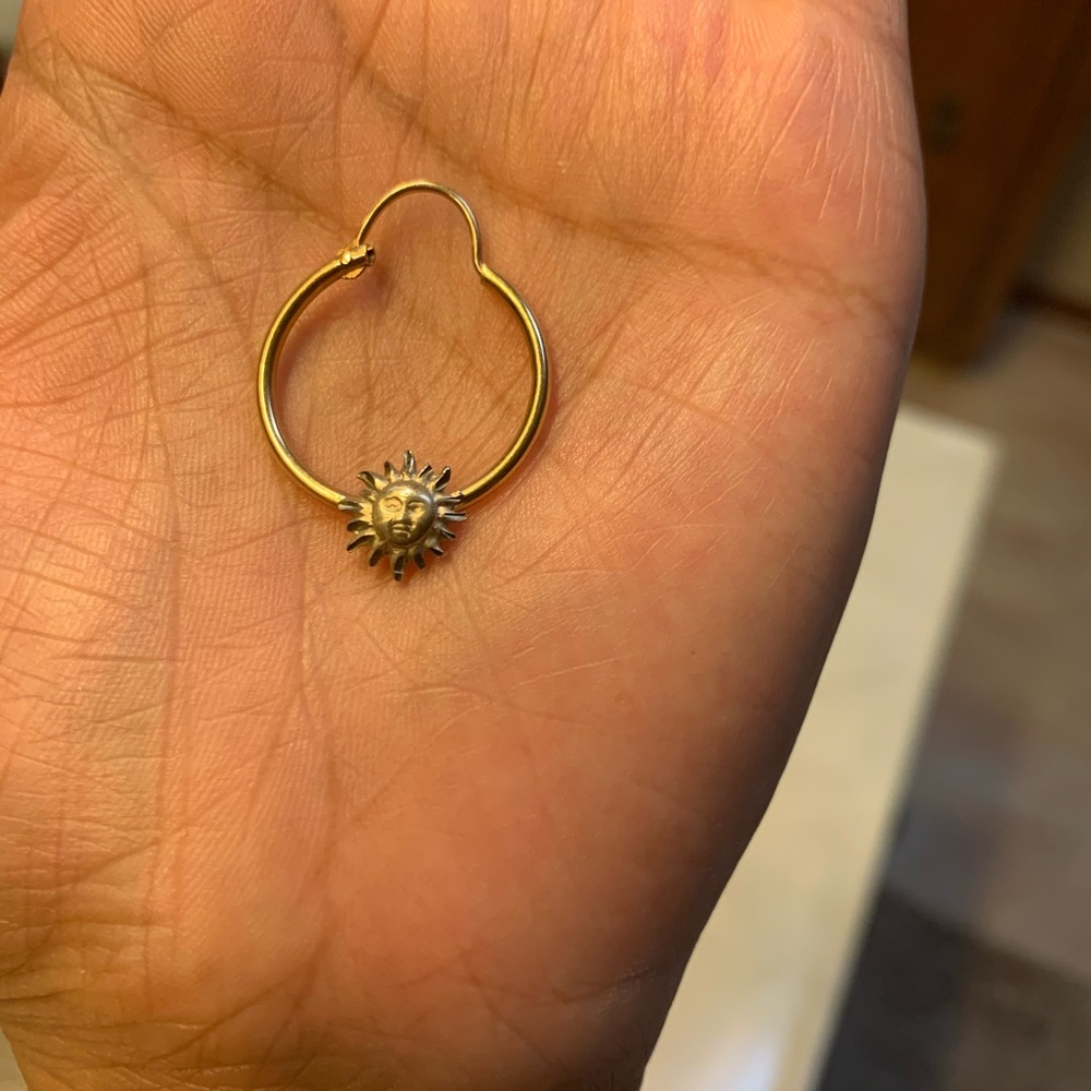 14 karat white and yellow gold hoop earrings